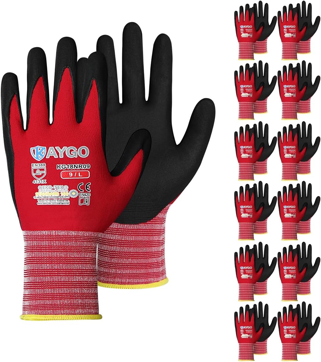 KAYGO Safety Work Gloves with MicroFoam Nitrile Coating
