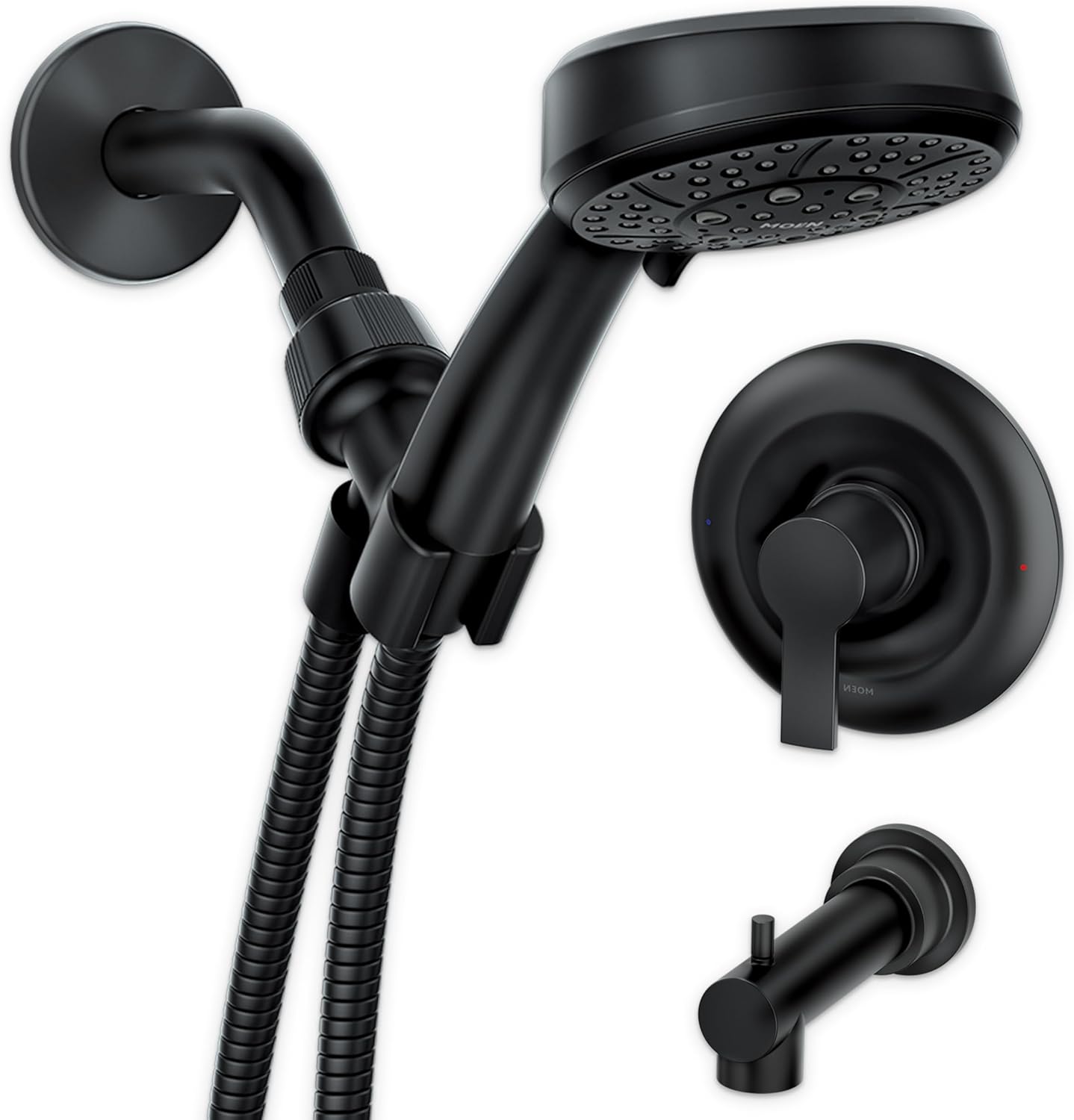 Moen Meena Matte Black Shower Faucet Set: Modern Elegance