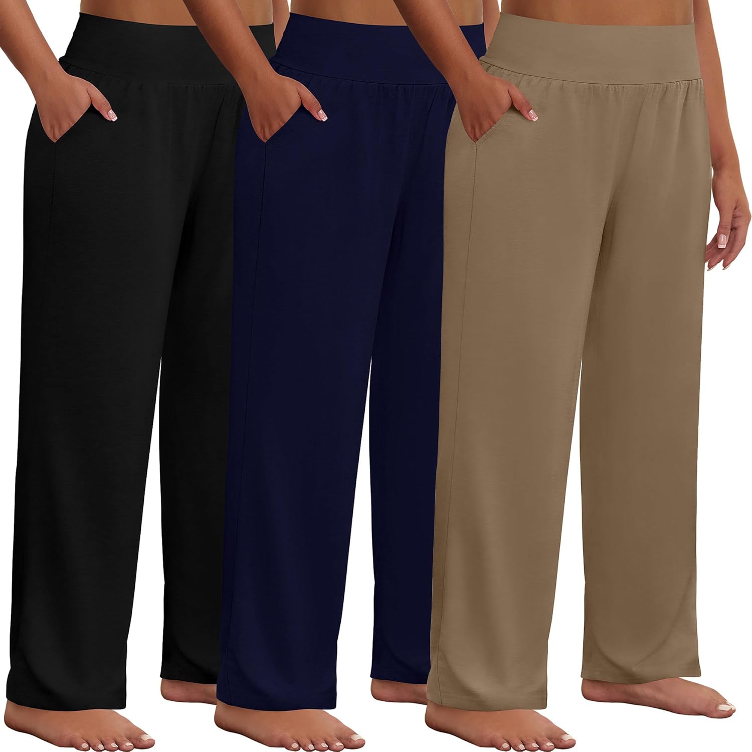 Neer Plus Size Wide Leg Yoga Pants with Pockets for Comfort