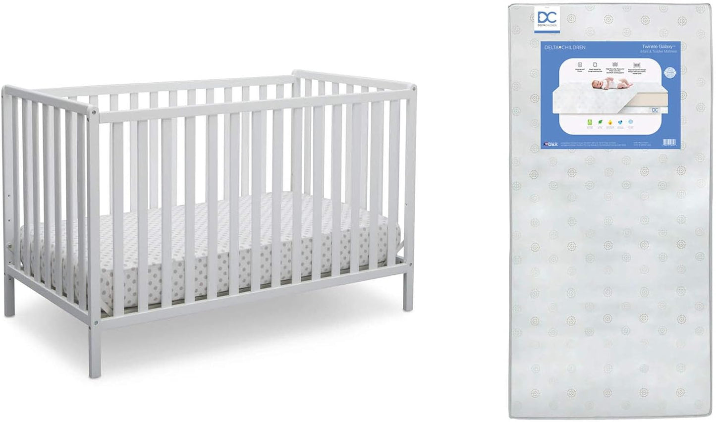 Delta Children Heartland 4-in-1 Convertible Crib and Mattress Bundle