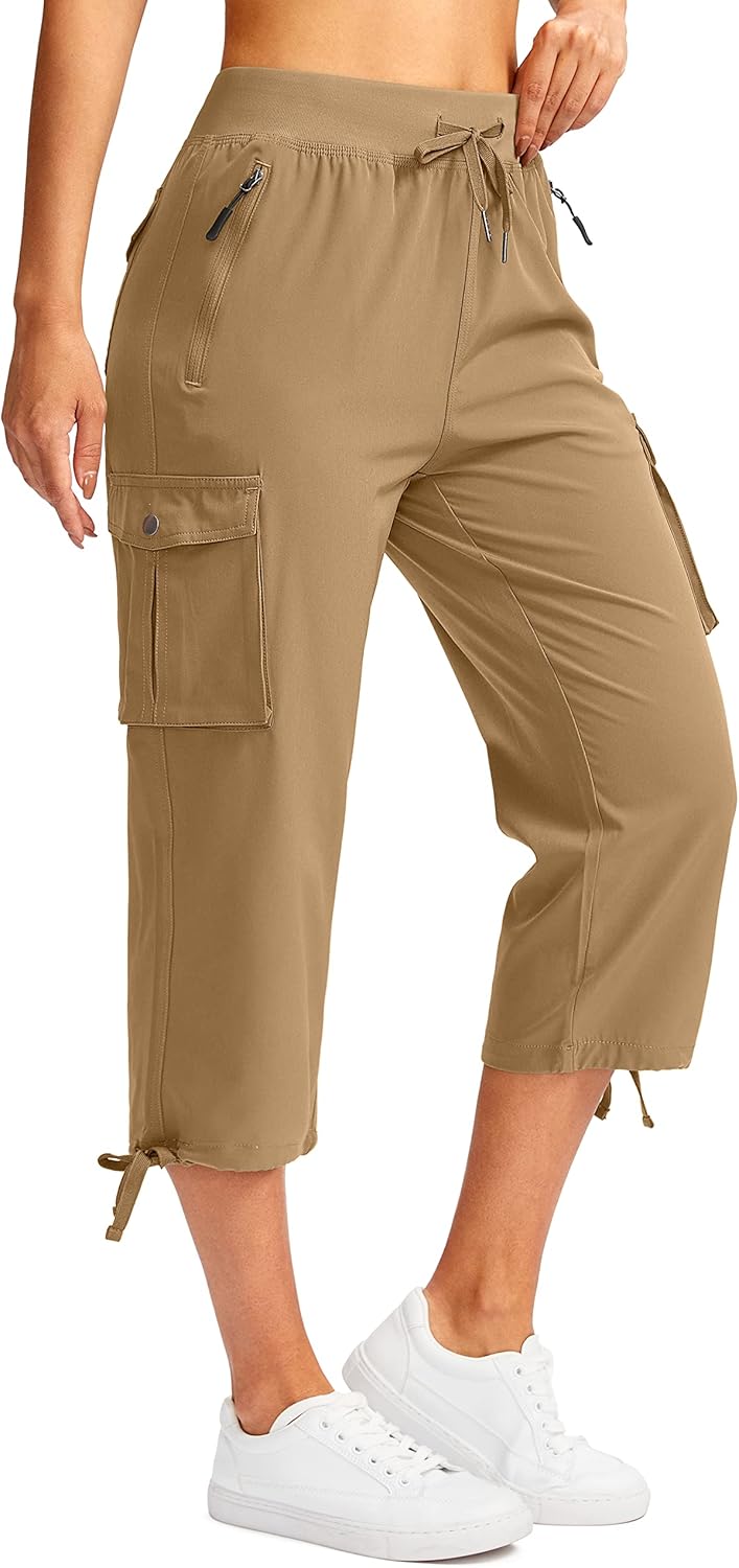 Soothfeel Women's Cargo Capris Pants for Hiking and Travel