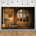 European Retro Bookshelf Photography Backdrop 10x8ft - Study Room