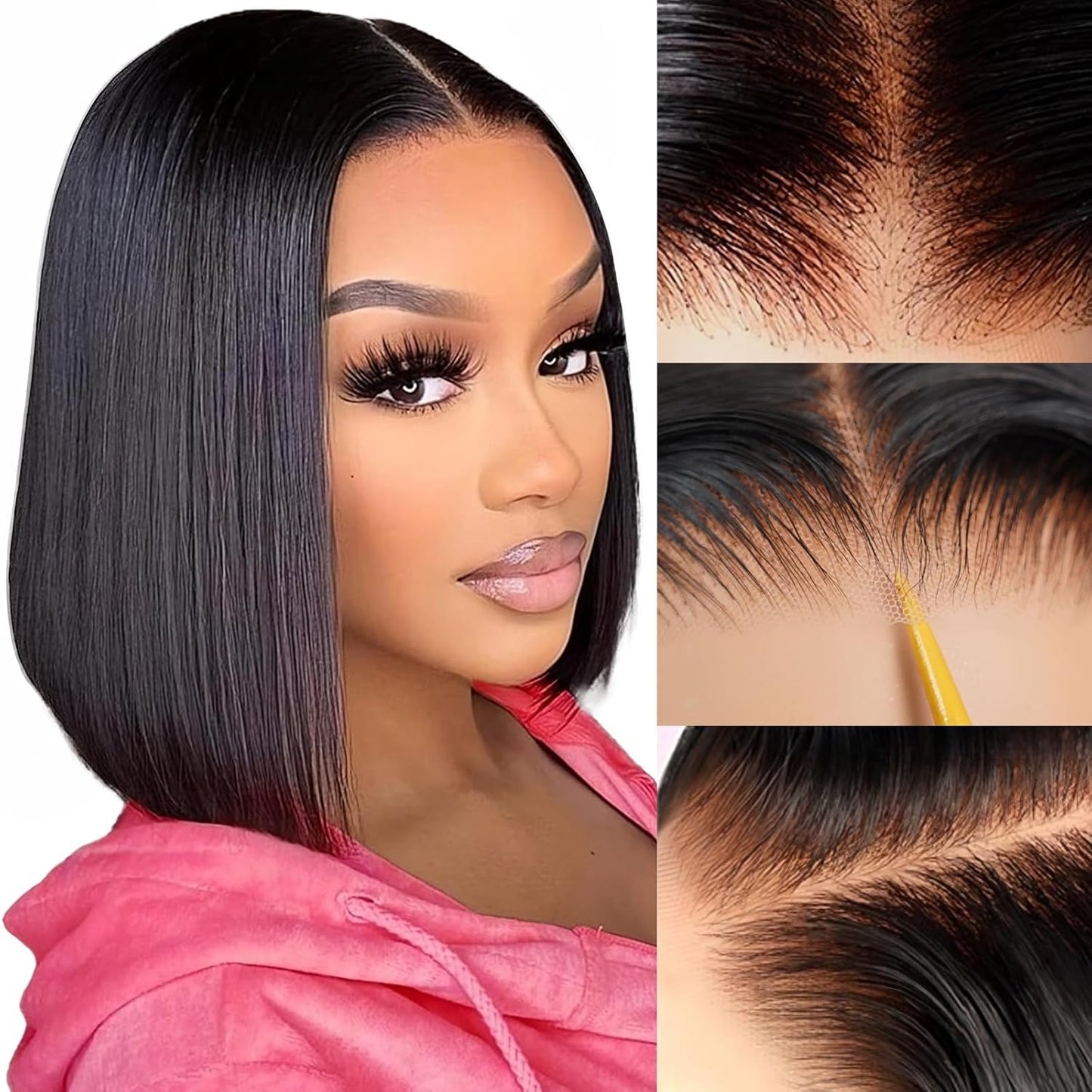 Bob Glueless Wigs Human Hair Pre Plucked 12 Inch for Women