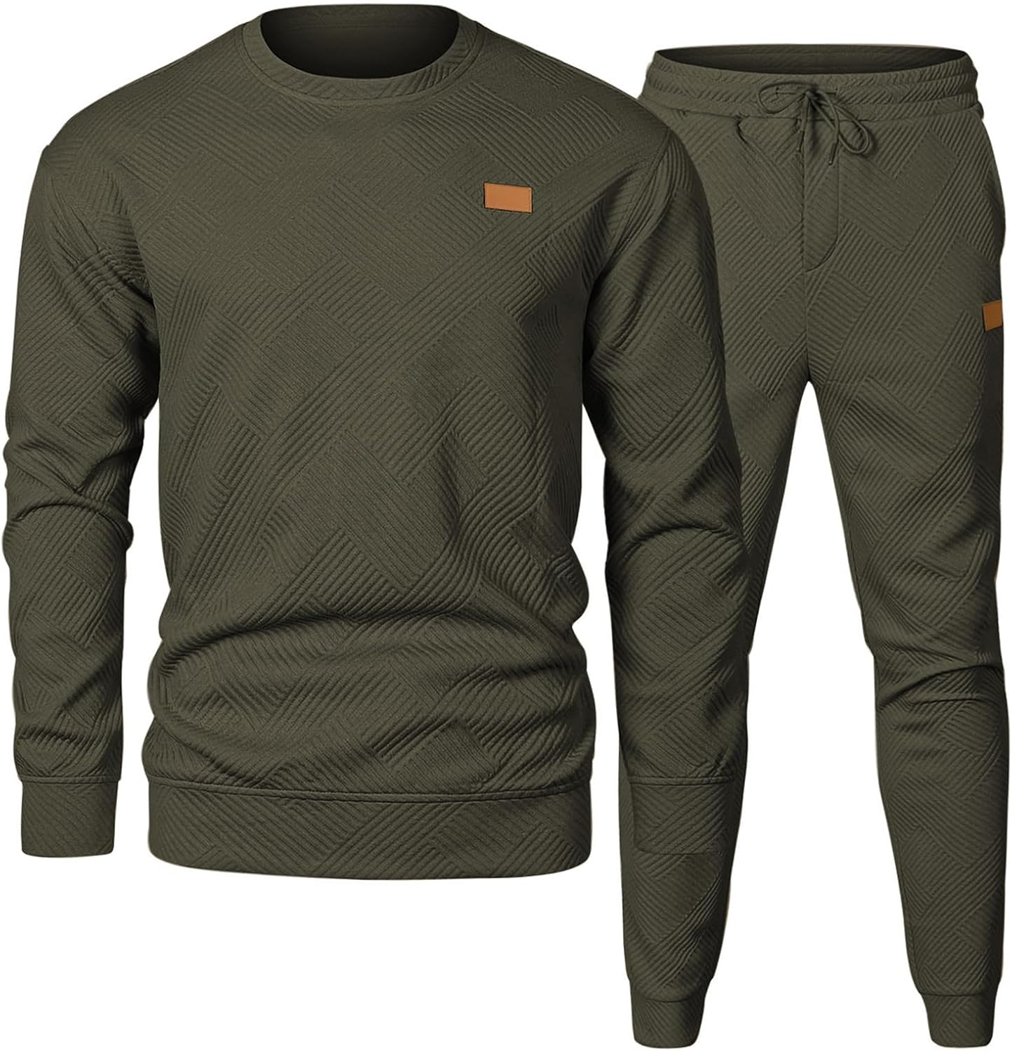 JMIERR Mens 2 Piece Outfits Knit Jacquard Tracksuit Set
