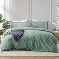 Sage Green Duvet Cover Full Size - Soft 4-Piece Bedding Set