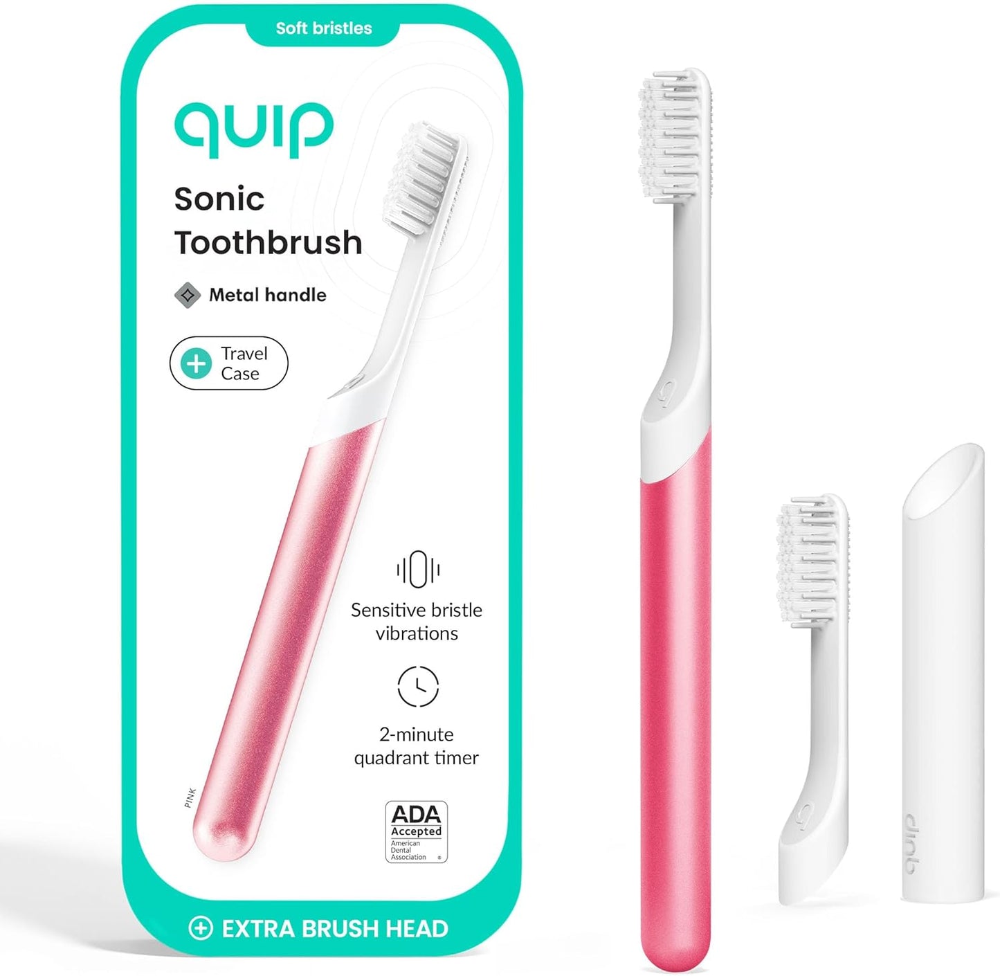 Quip Metal Sonic Electric Toothbrush for Adults - Travel Ready