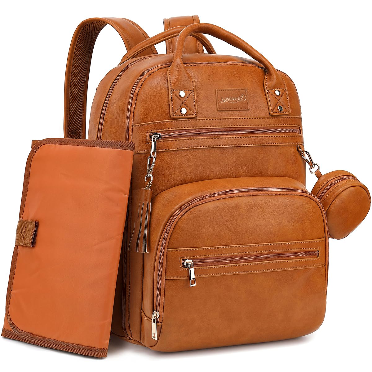 ROSEGIN Vegan Leather Diaper Backpack - Waterproof & Stylish