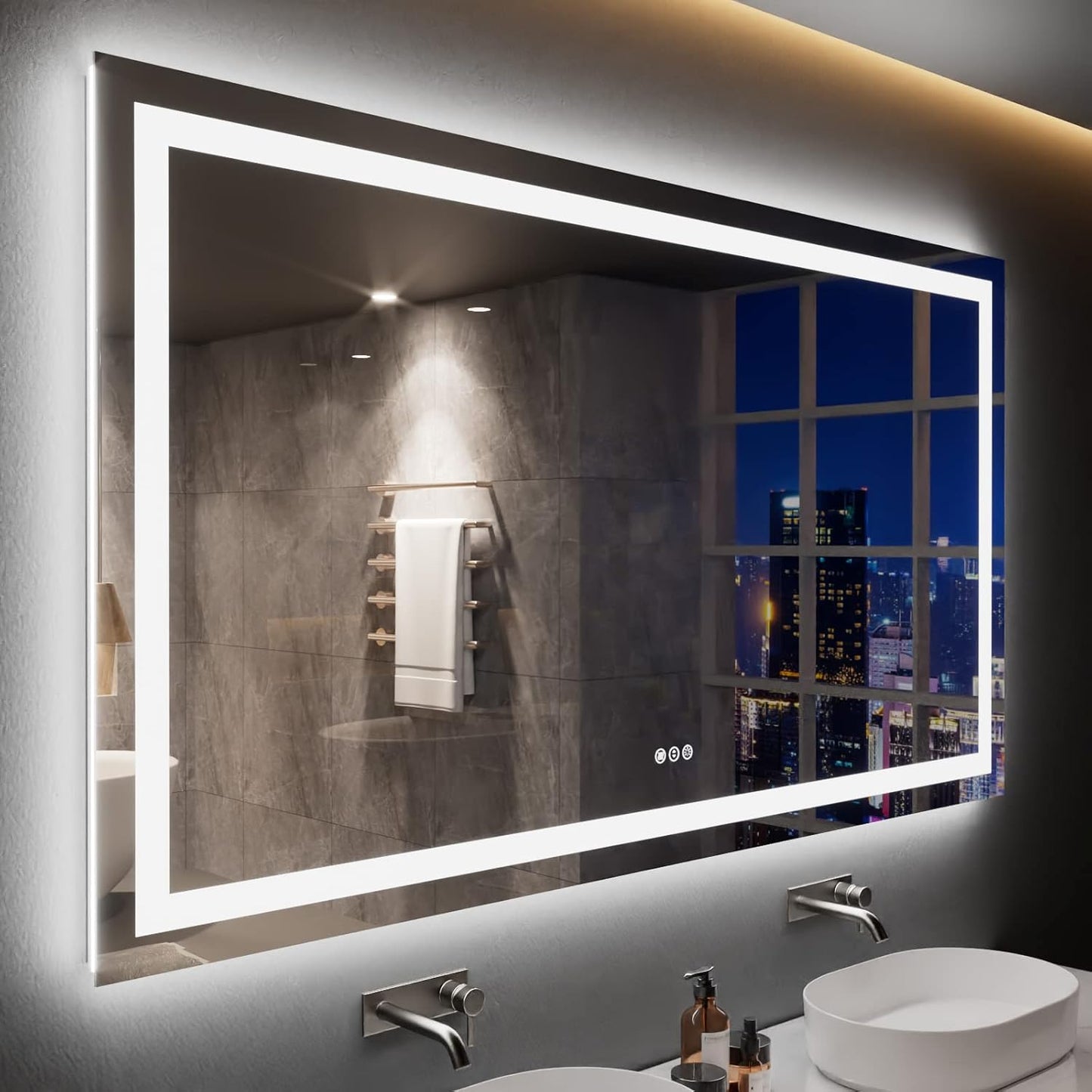 LOAAO 72X40 LED Bathroom Mirror with Lights and Anti-Fog Feature
