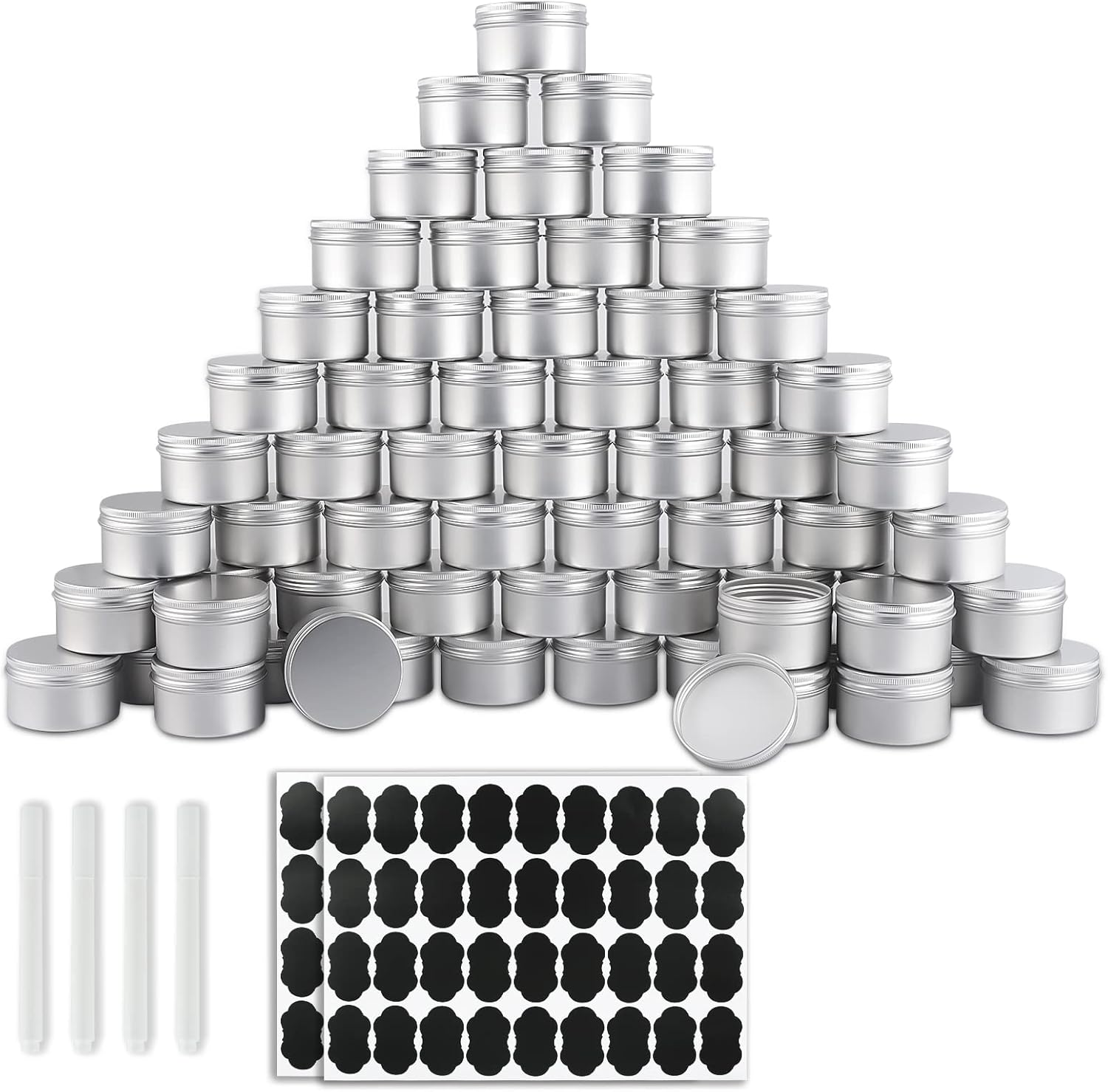 64 Pack Round Cans with Screw Lid for DIY Crafts and Storage