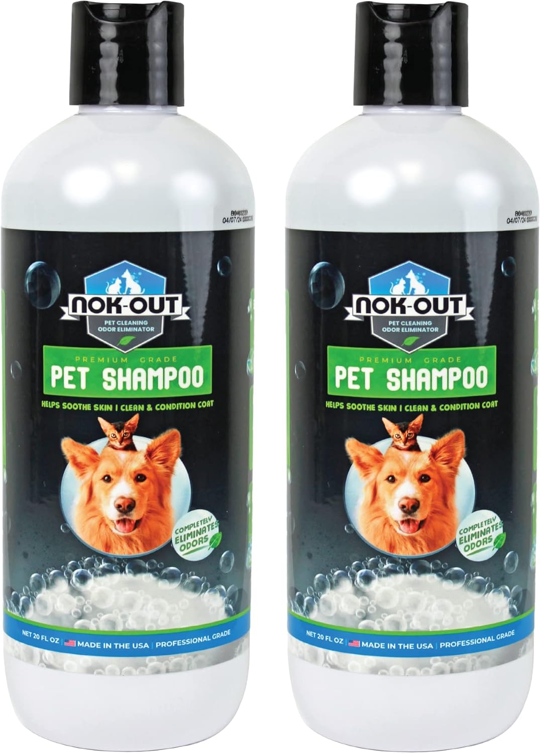 Veterinary Strength Pet Shampoo 2-Pack, Odor Eliminator, NOK OUT