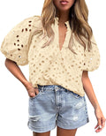 PRETTYGARDEN Womens Summer Tops 2025 V Neck Lace Blouse - Versatile