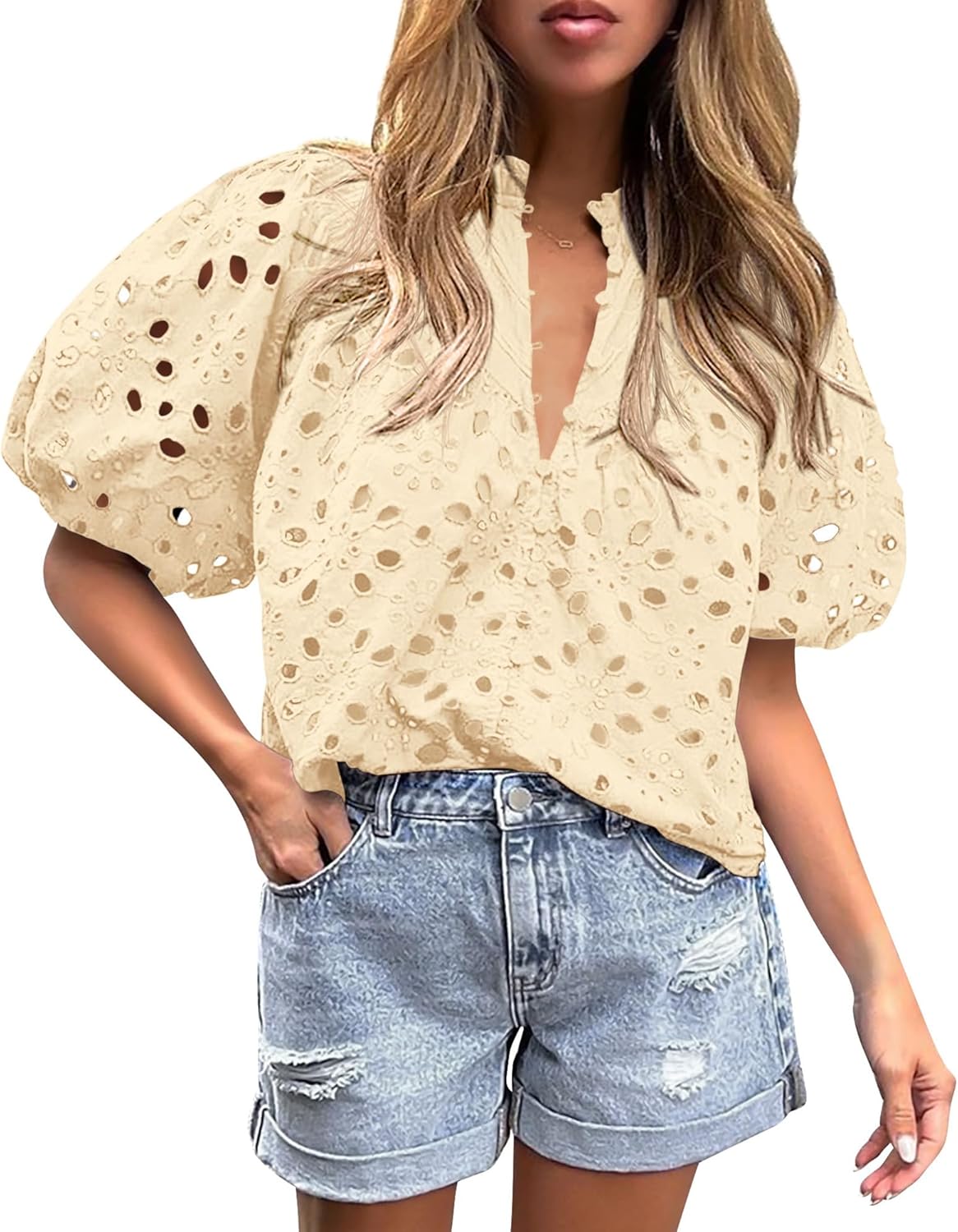 PRETTYGARDEN Women's Summer Tops: Dressy Casual V Neck Blouses