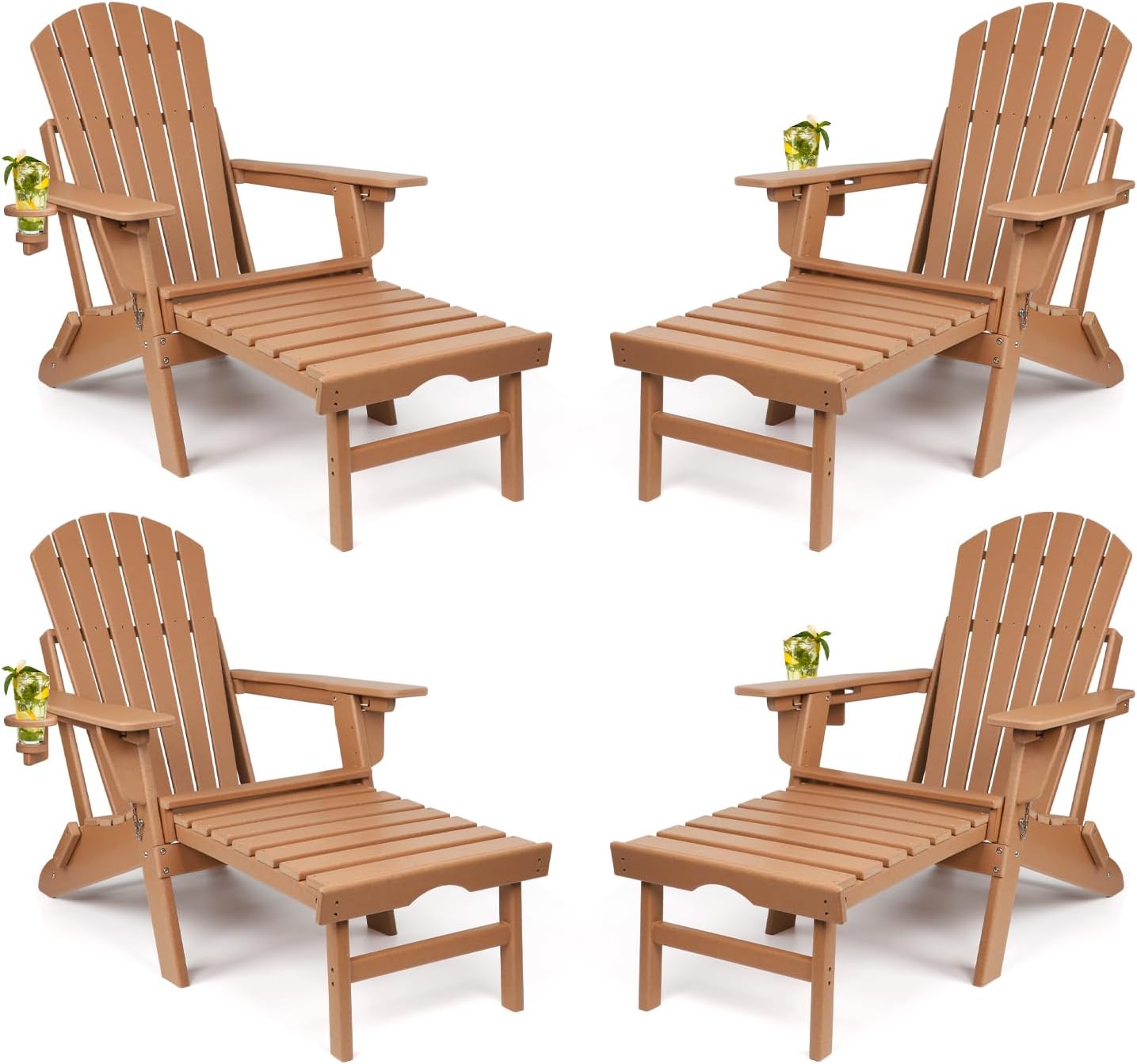 Adjustable Folding Adirondack Chairs Set of 4 with Ottoman
