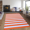 Orange and White Striped Fall Outdoor Rug 4x6 ft - Durable Seasonal