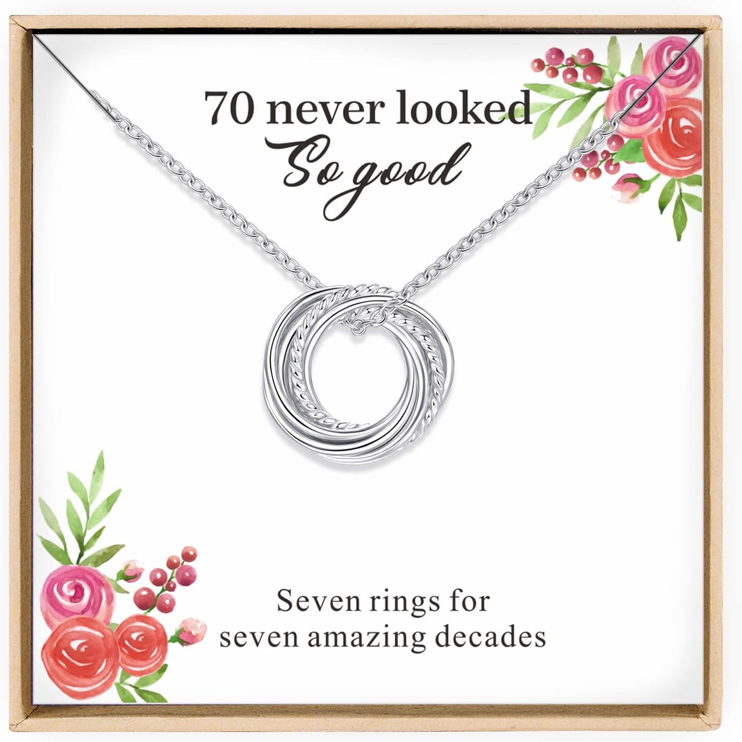Sterling Silver 70th Birthday Necklace for Women - Elegant Gift