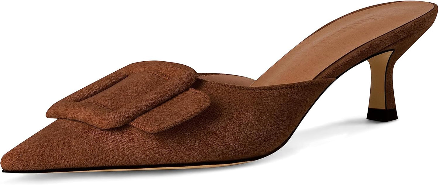 Fericzot Mule Slippers for Women with Kitten Heels and Comfort