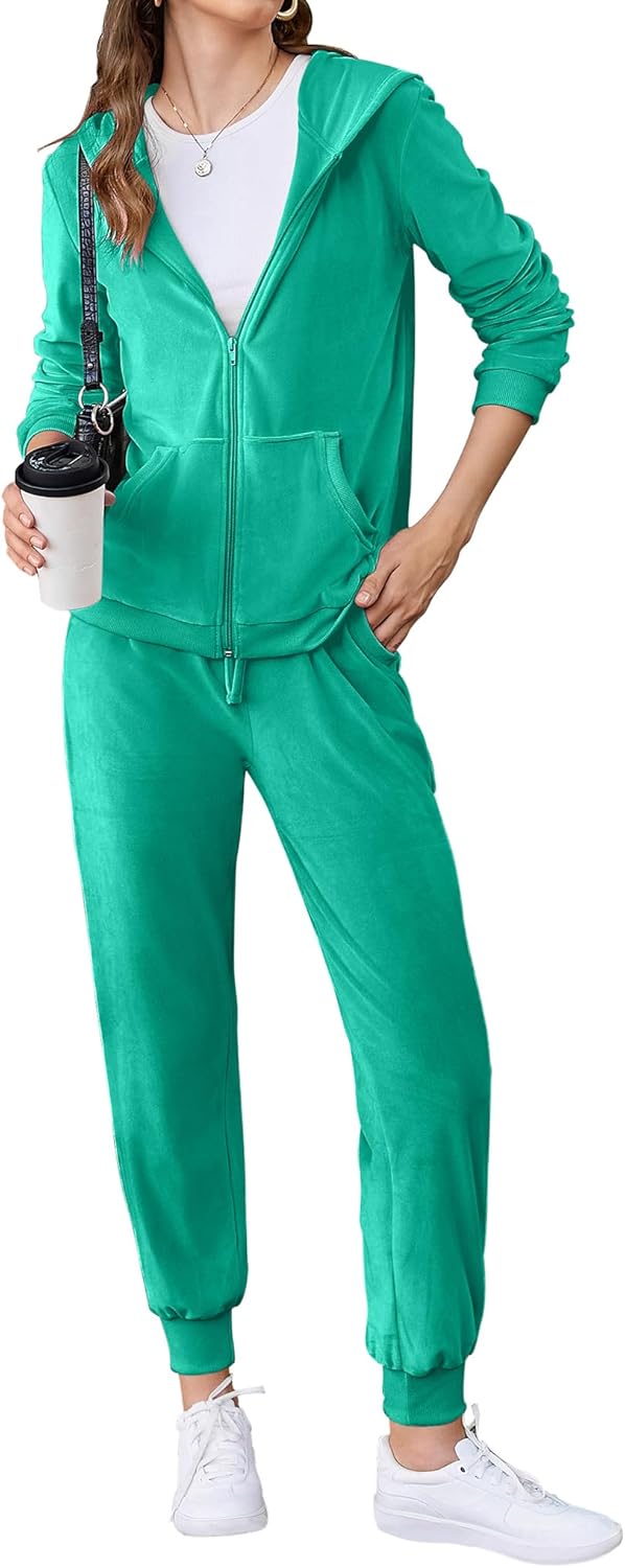 Womens Casual Velour Tracksuit Set for Comfort and Style