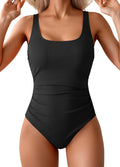 Ribbed Tummy Control One Piece Swimsuit for Women Slimming