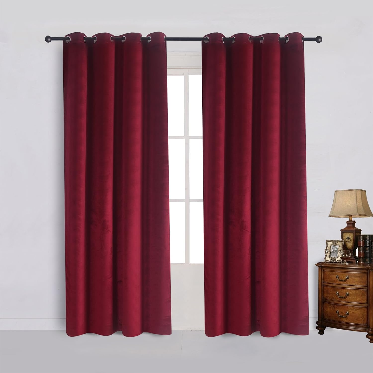 Set of 2 Velvet Room Darkening Blackout Curtain Panels 52 in