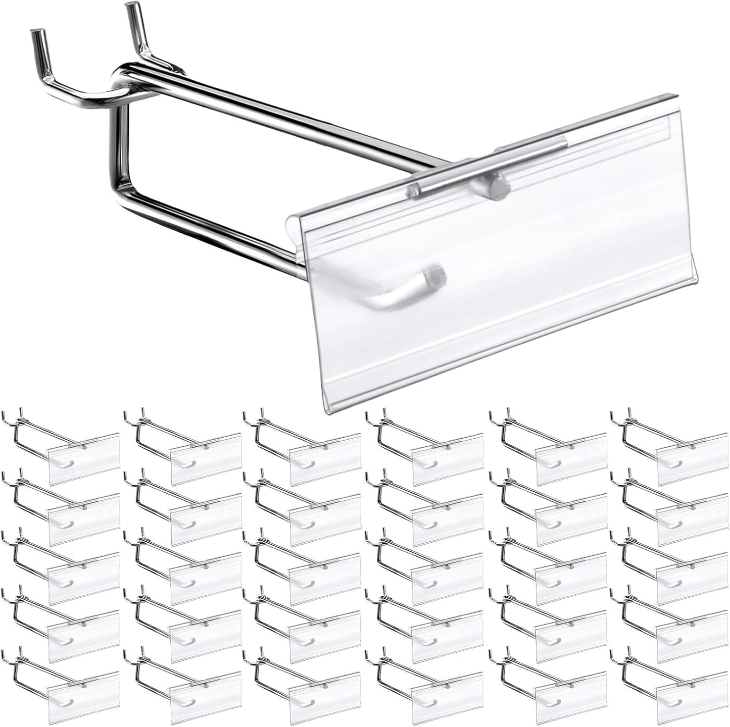 Thyle 50 Pcs Metal Scan Hook with Label Holder for Pegboard