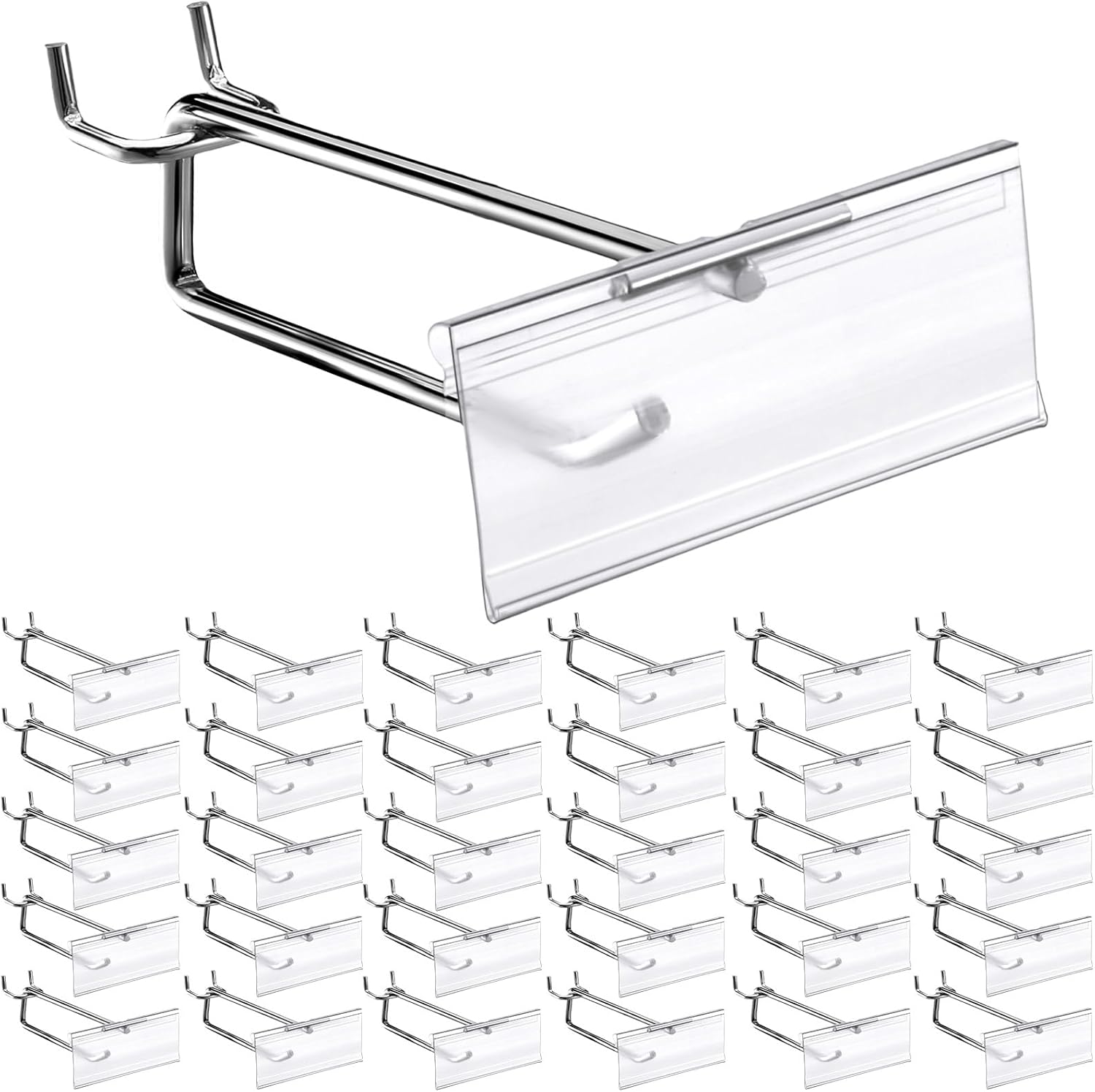 Thyle 50 Pcs Metal Scan Hook with Label Holder for Pegboard