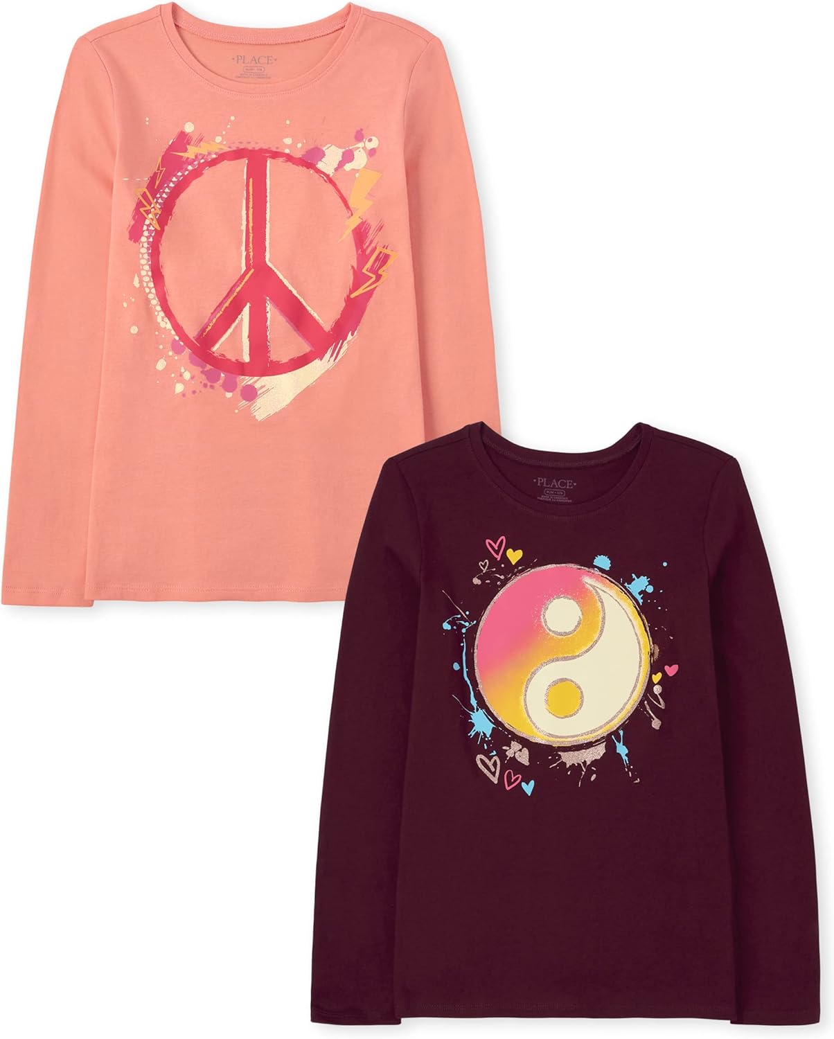Unicorns Sports Butterflies Long Sleeve Graphic T-Shirts 2 Pack