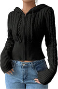 SOLY HUX Cable Knit Crop Hoodie - Y2K Style
