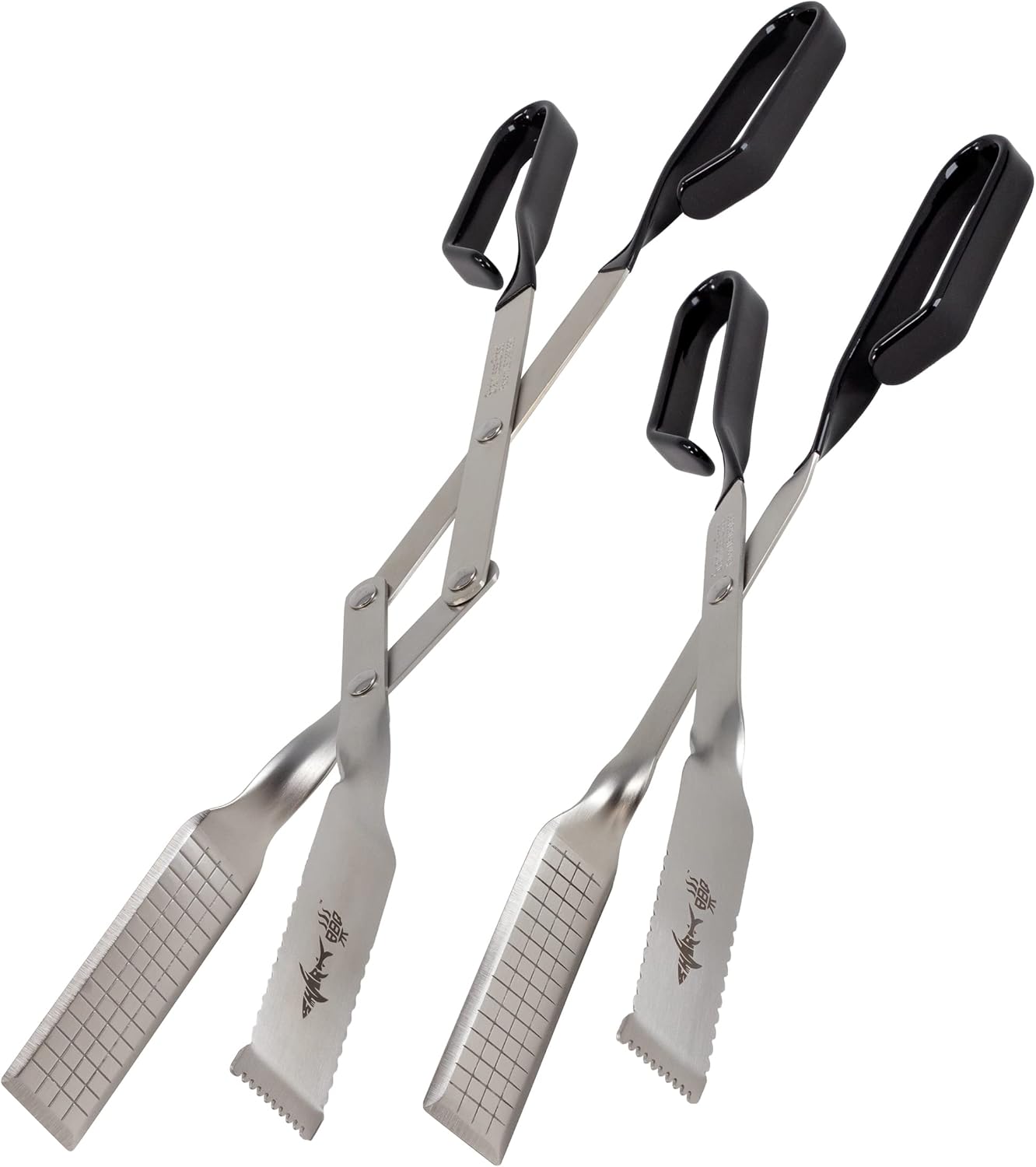 Shark BBQ Tongs Set for Grilling - 2-Pack 13in & 17in Tongs