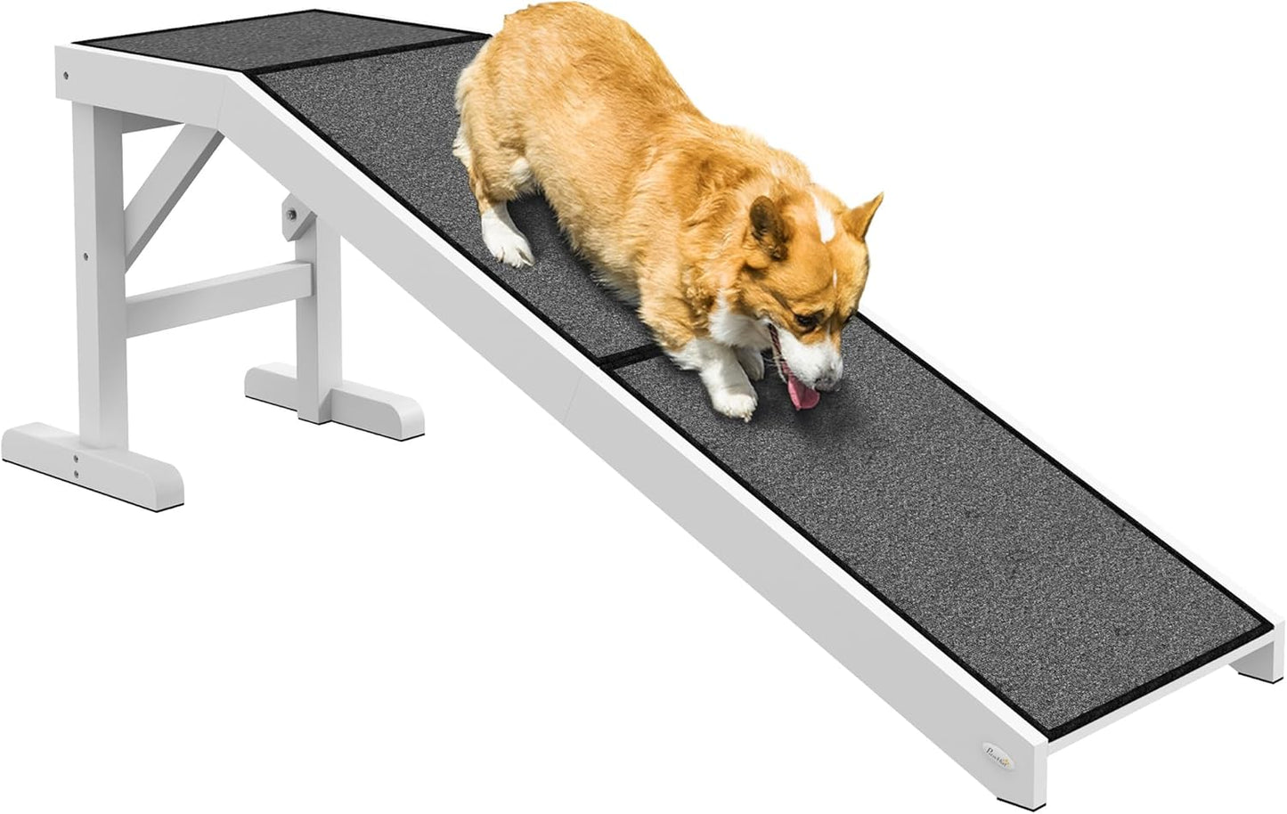 PawHut Dog Ramp for Bed with Non-Slip Carpet and Platform
