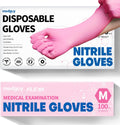 Medguy Pink Nitrile Gloves - 4.5 Mil Heavy-Duty Protection