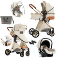 Reversible Infant Stroller Travel System in White - 3-in-1 Foldable
