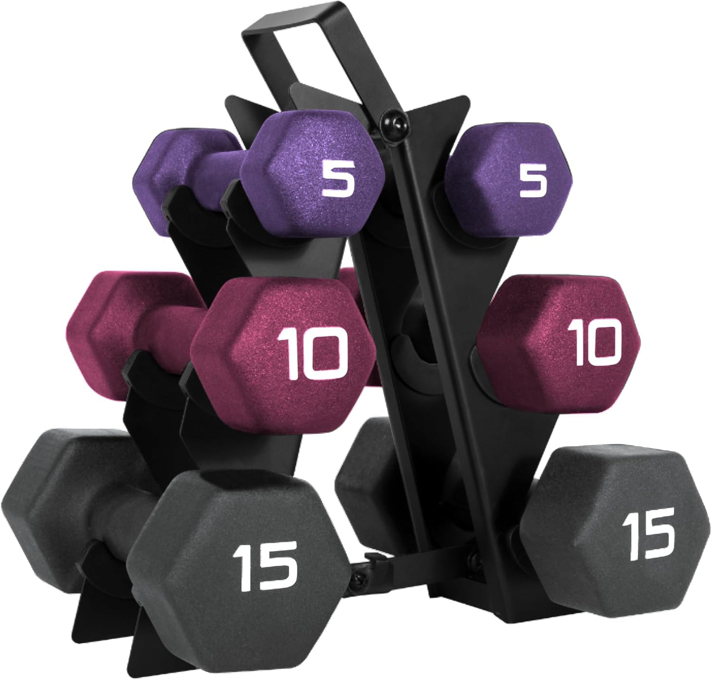 Neoprene Dumbbell Weights Set with A-Frame Rack for Home Gym