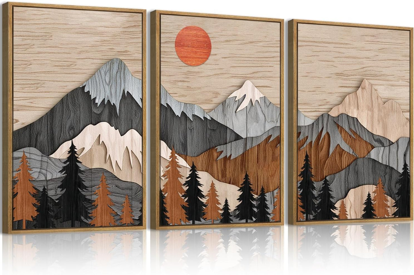 ANHUIB Mountain Wall Art Set of 3 for Living Room Decor