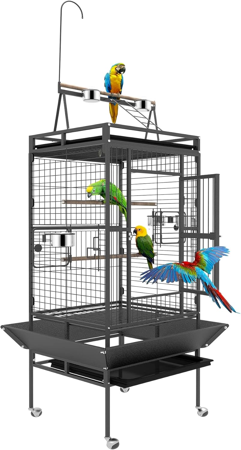 82 Inch Bird Cage with Rolling Stand for Parakeets and Lovebirds