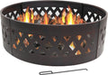 36-Inch Outdoor Fire Pit Ring with Poker - Portable Crossweave Fire