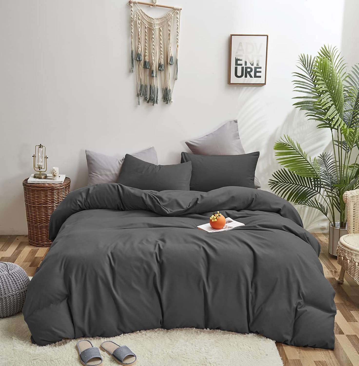 KAREVER Deep Grey Comforter Set for Full Size Bedding Needs