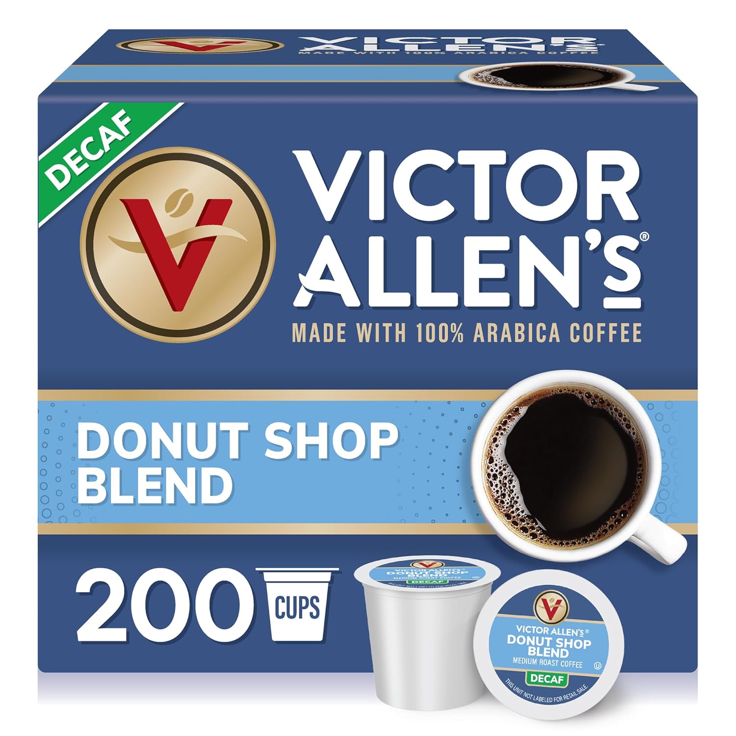 Victor Allen's Coffee Decaf Donut Shop Blend Pods for Keurig