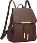 Quilted Leather Backpack Purse for Women (Coffee) - Compact Travel