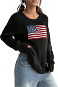 SweatyRocks Women's Flag Pattern Long Sleeve Sweater - Comfortable