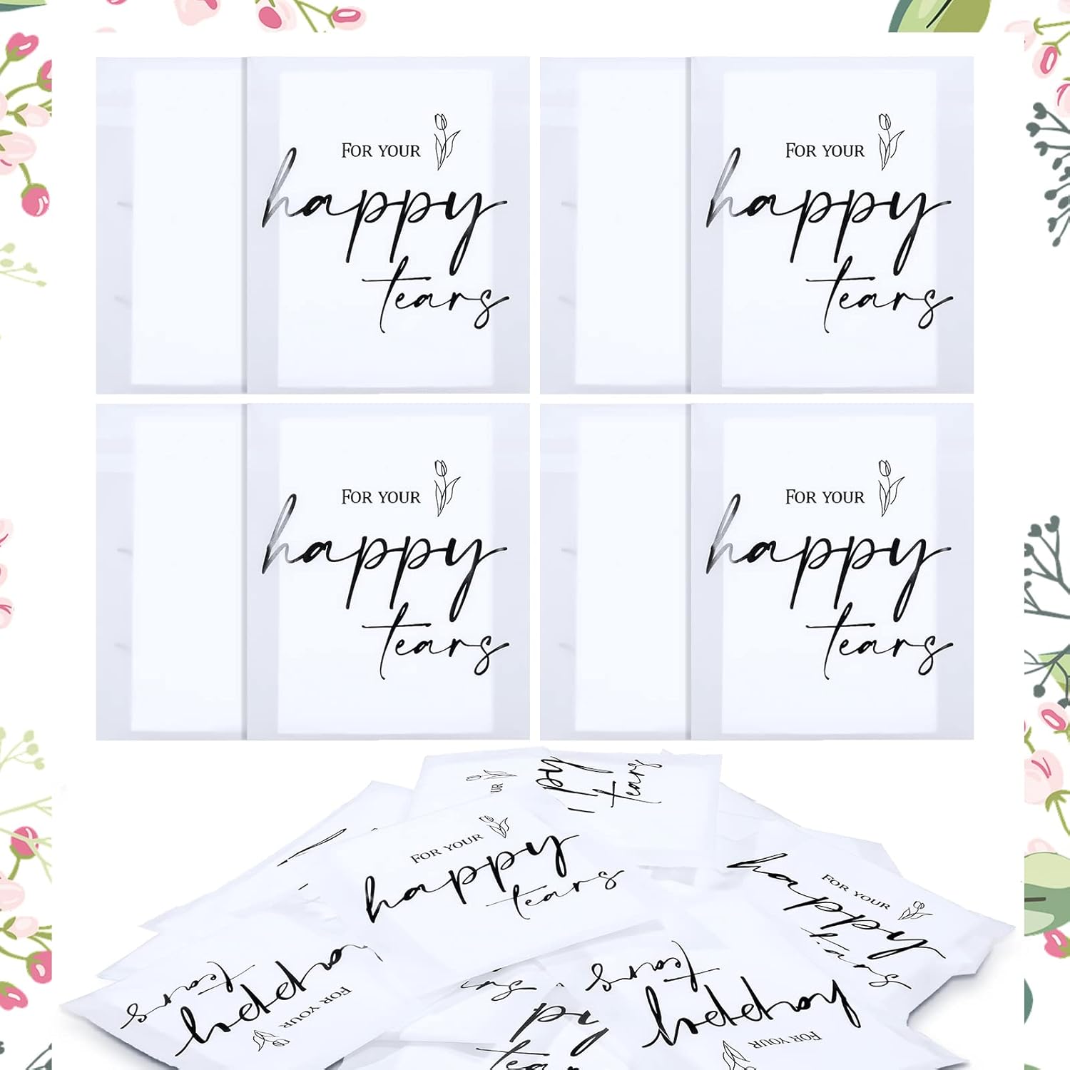 Happy Tears Tissue Packs for Wedding Guests - 180 Bulk Packs
