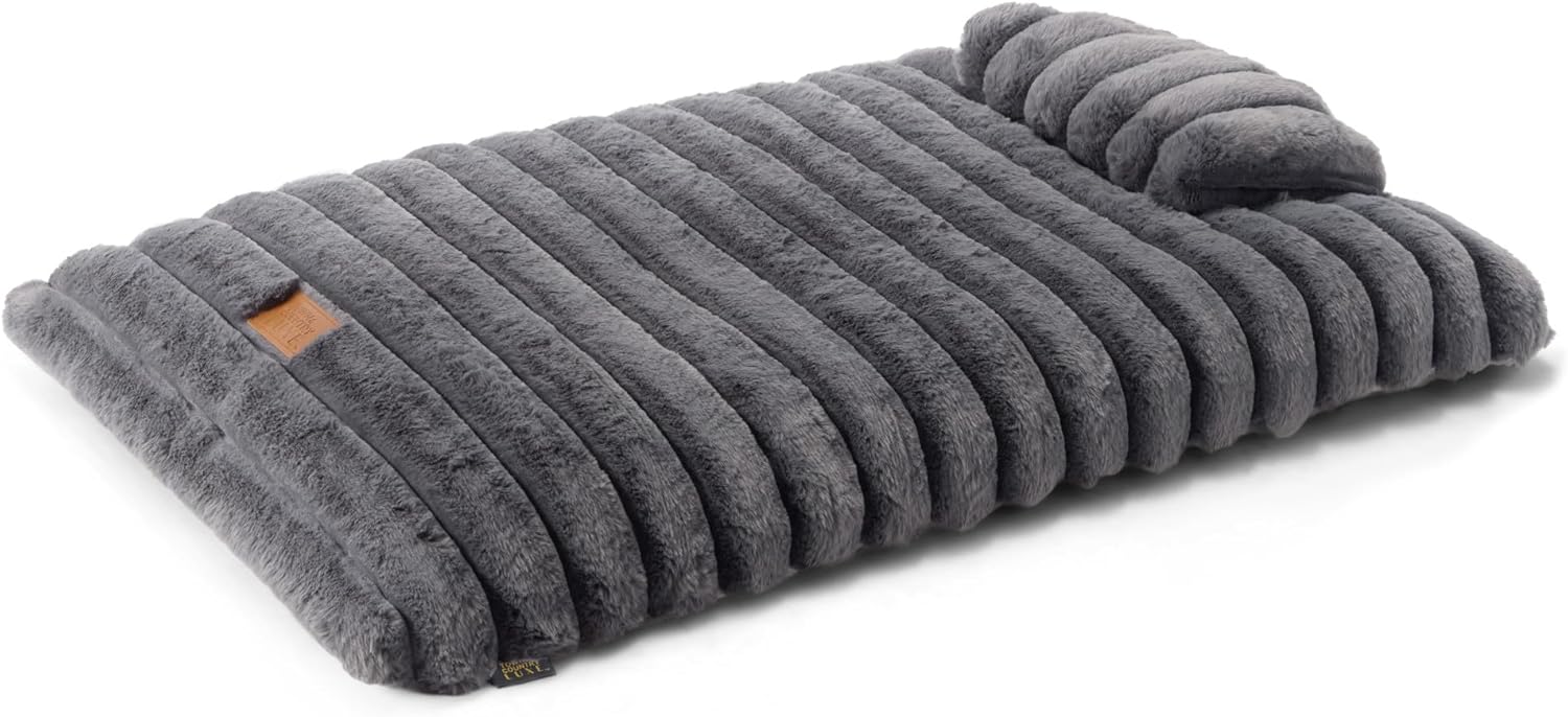CuddleTown Ribbed Bubble Stripe Pillow Pet Bed for Large Pets