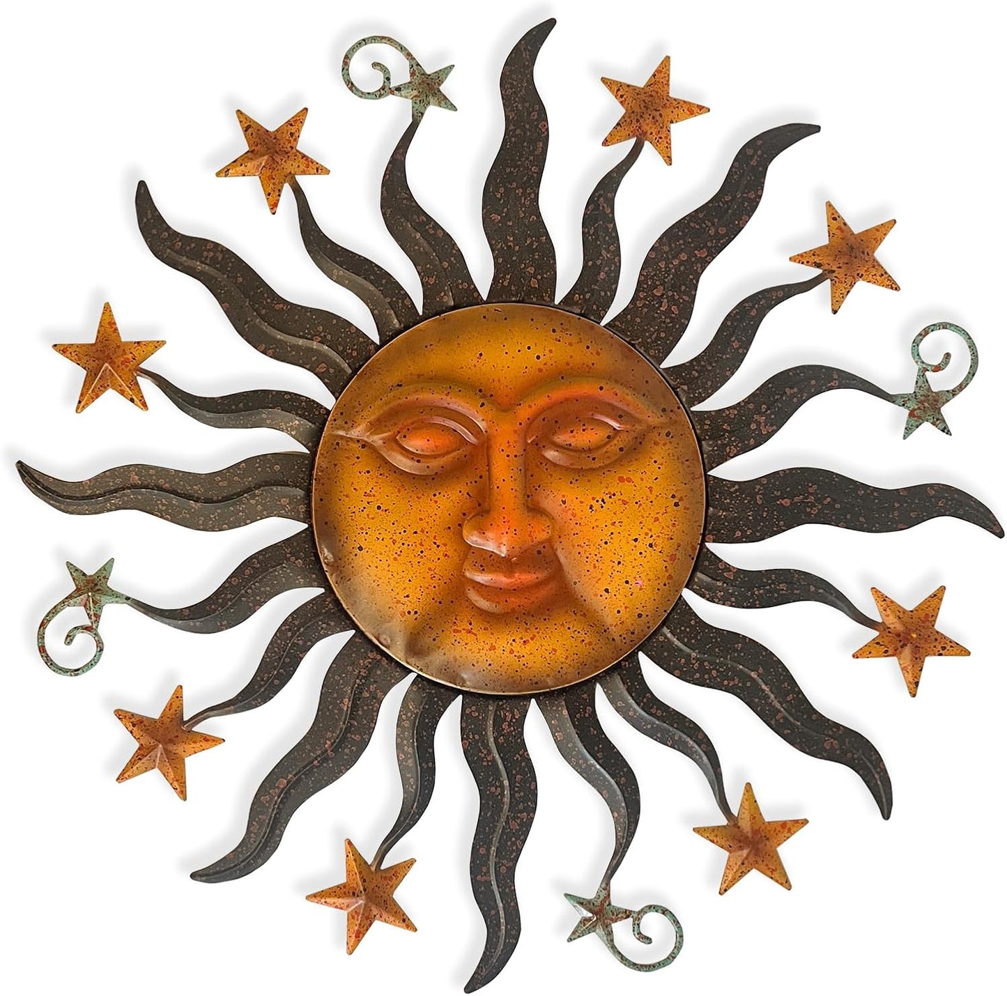 LIFFY 24in Sun Face Metal Wall Art for Outdoor Decor