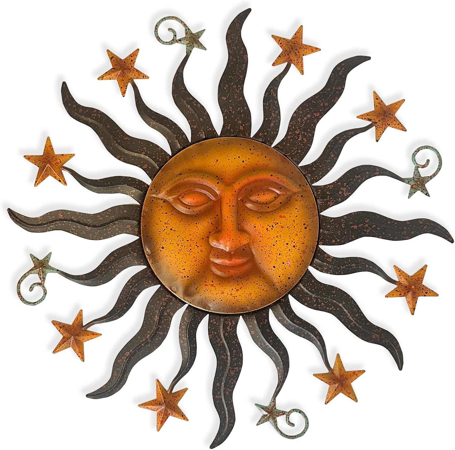 LIFFY 24in Sun Face Metal Wall Art for Outdoor Decor