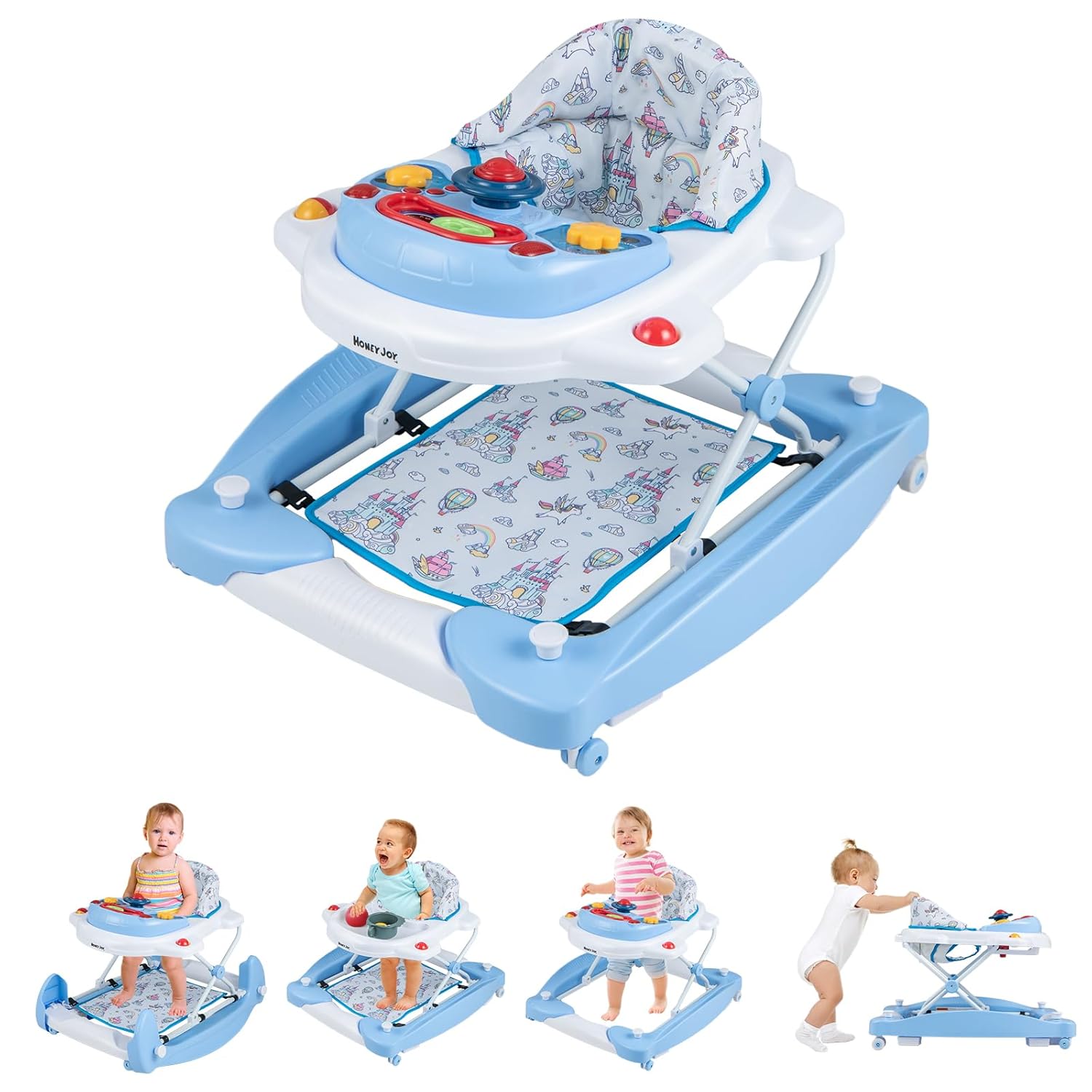 HONEY JOY Baby Walker 6-in-1 Combo with Adjustable Heights