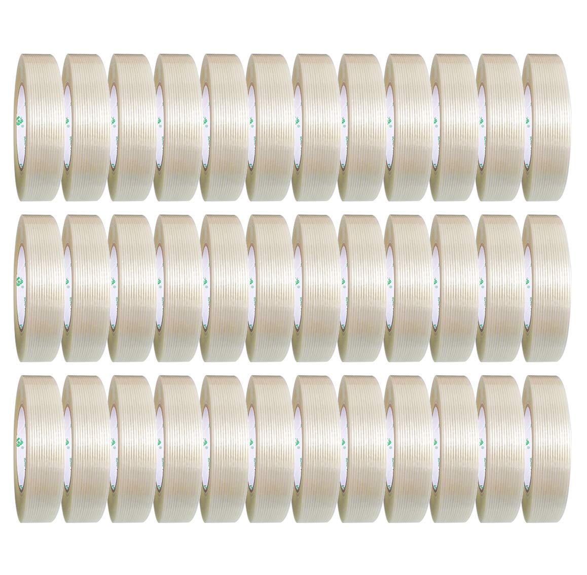 BOMEI PACK 36 Rolls Fiberglass Strapping Tape for Heavy Duty Use