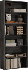 70 in Tall 6-Tier Bookcase - Narrow Rustic Floor Bookshelf