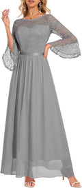 Wedding Guest Bell Sleeve Maxi Dress - Elegant Chiffon Lace 2025
