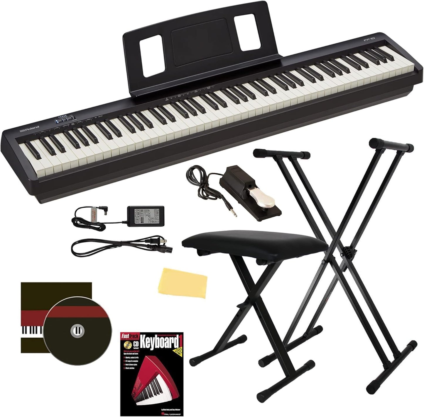 Roland FP-10 Digital Piano Bundle with Stand and Accessories