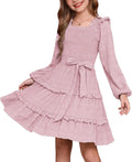 Girls Ruffled Dress 6-14Y Long Sleeve Holiday Party Dress