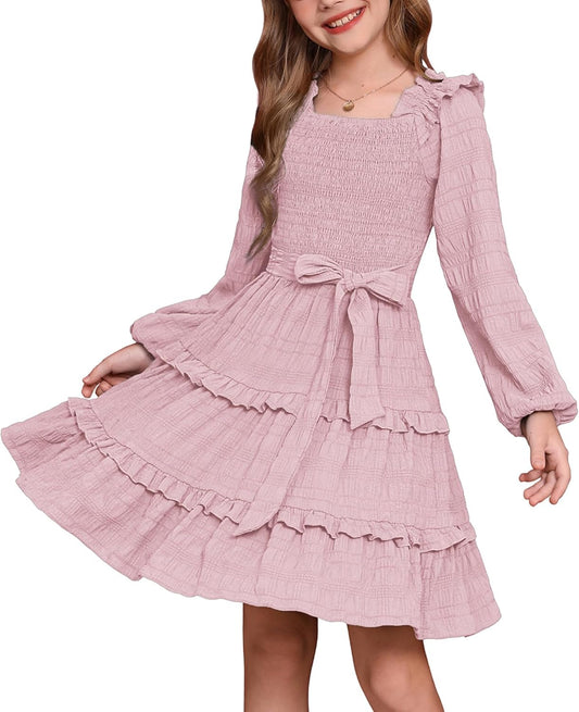 Ruffled Girls Dress for Christmas Parties and Fall Events